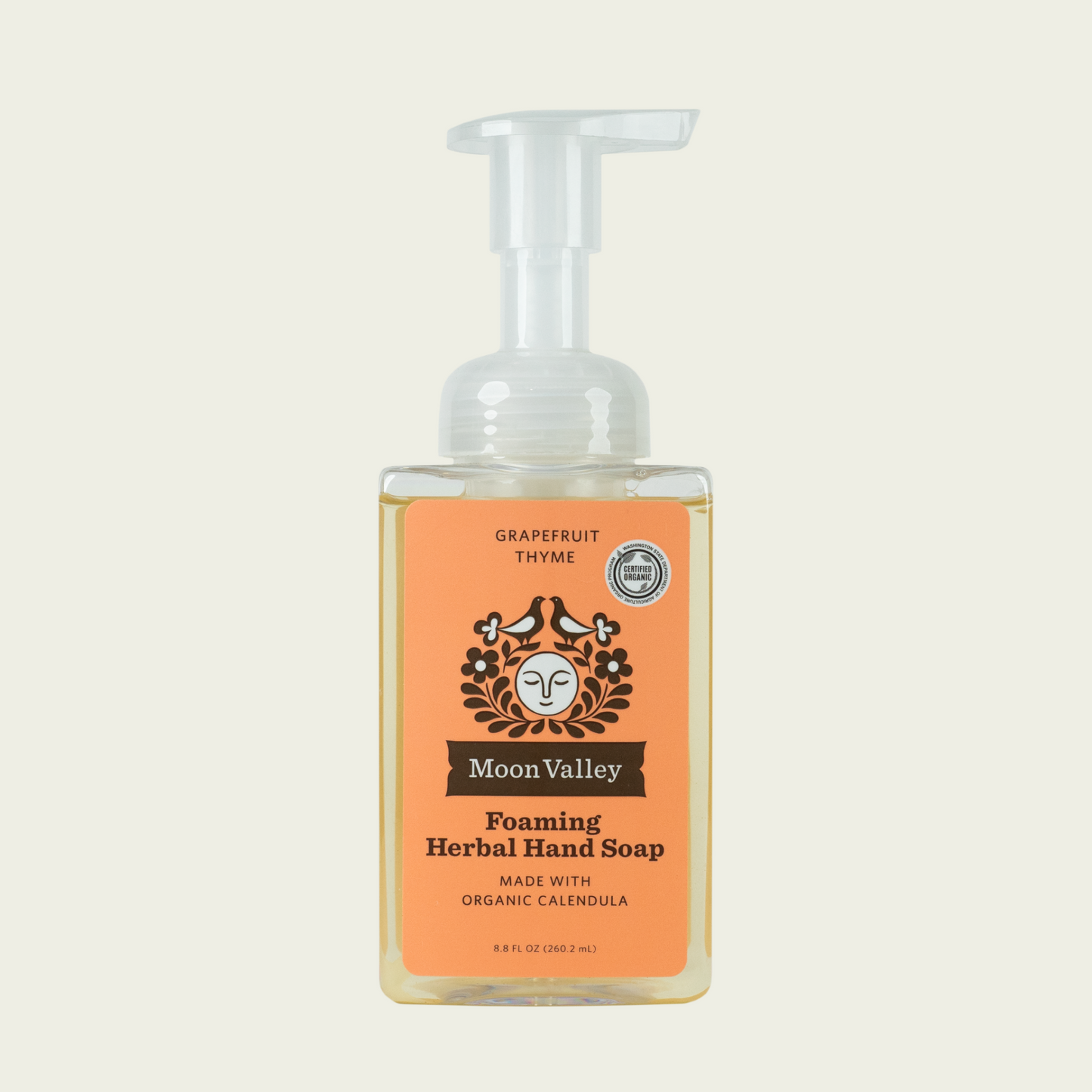 Moon Valley Organics Foaming Herbal Hand Soap Front Dispenser Bottle Grapefruit Thyme