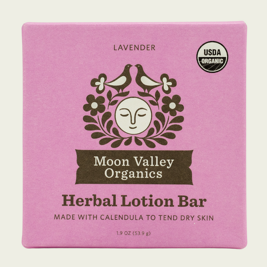 Moon Valley Organics Herbal Lotion Bar Lavender Front Box