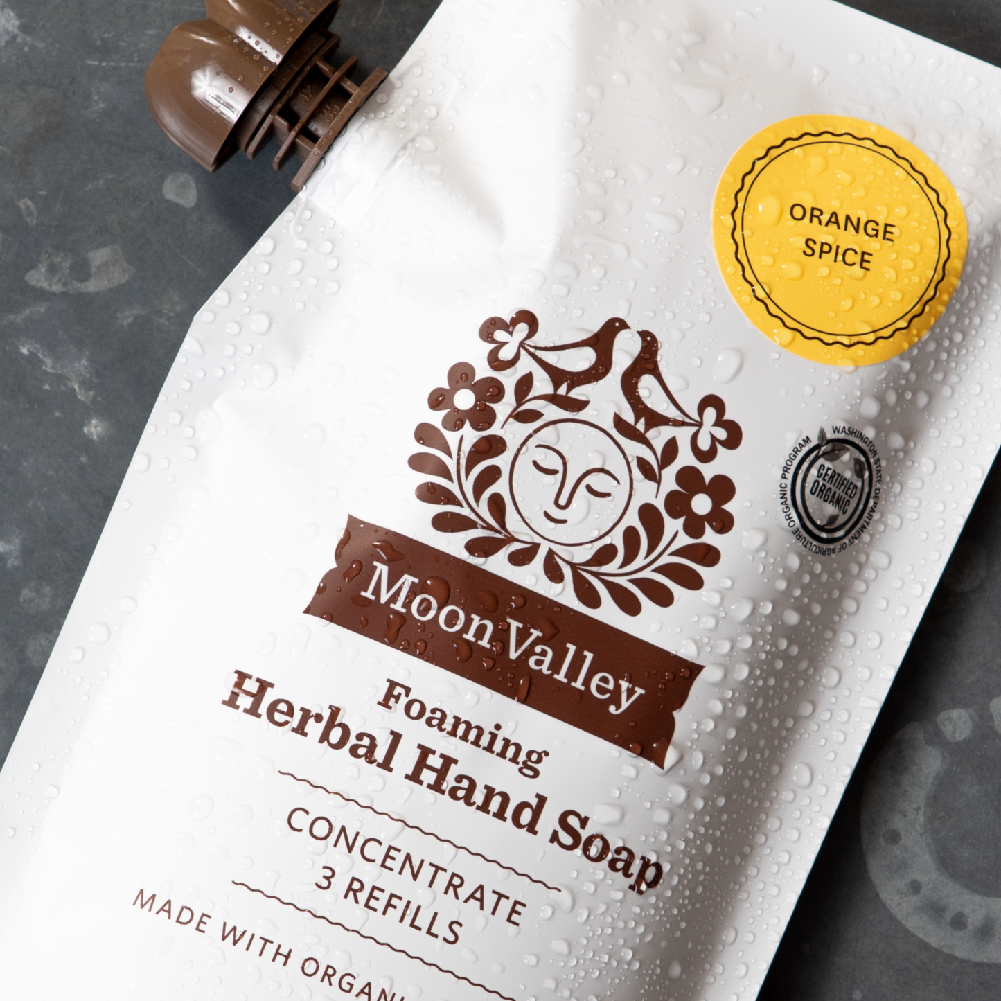Moon Valley Organics Foaming Herbal Hand Soap Refill Orange Spice Close up