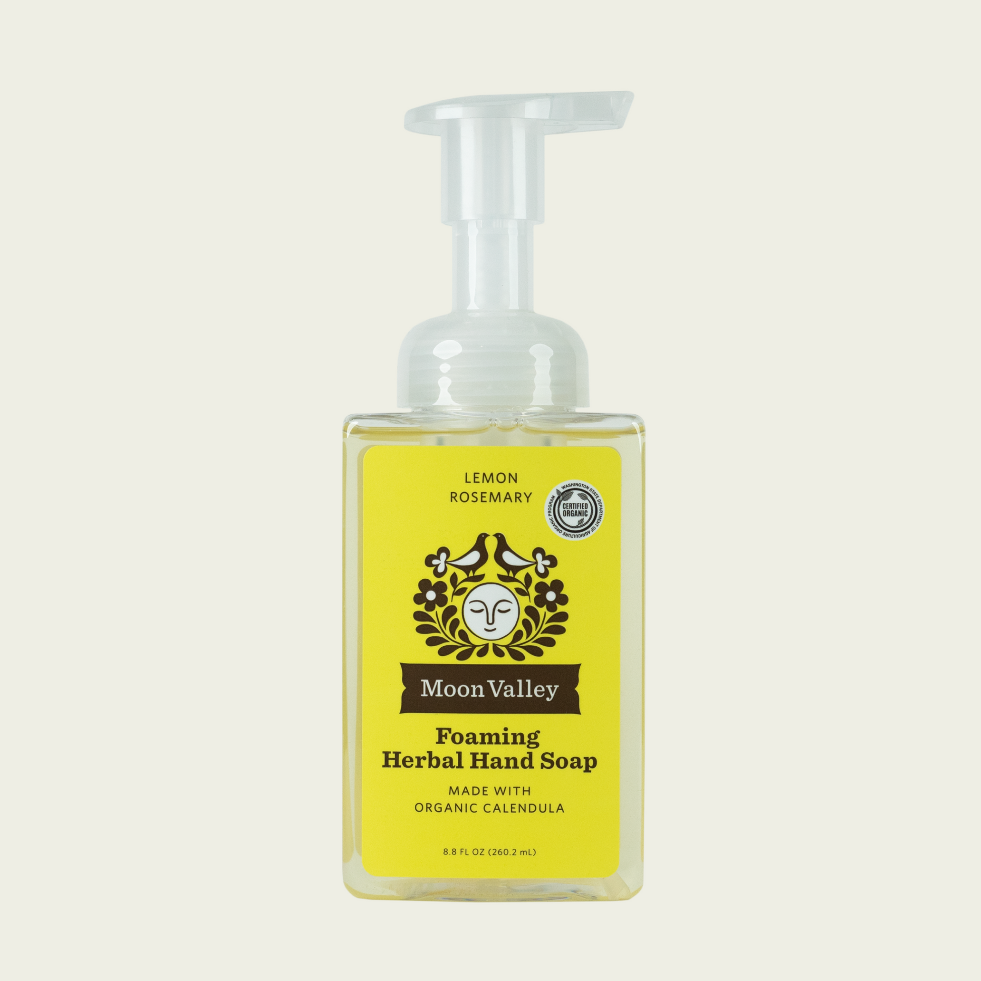 Moon Valley Organics Foaming Herbal Hand Soap Front Dispenser Bottle Lemon Rosemary