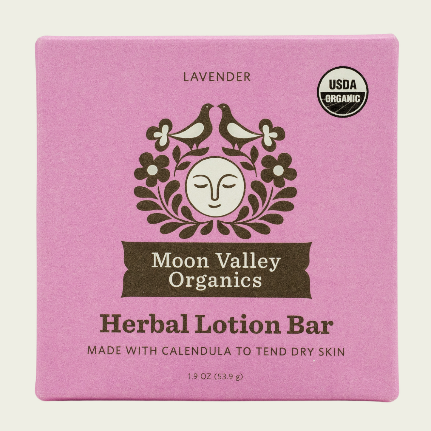 Moon Valley Organics Herbal Lotion Bar Lavender Front Box