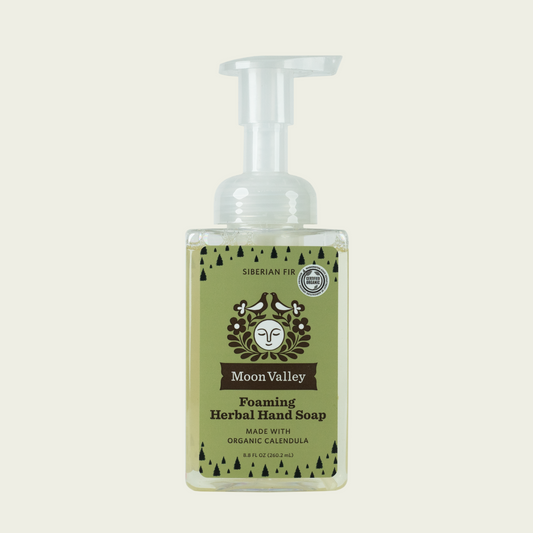 Moon Valley Organics Seasonal Foaming Herbal Hand Soap Front Dispenser Bottle Siberian Fir