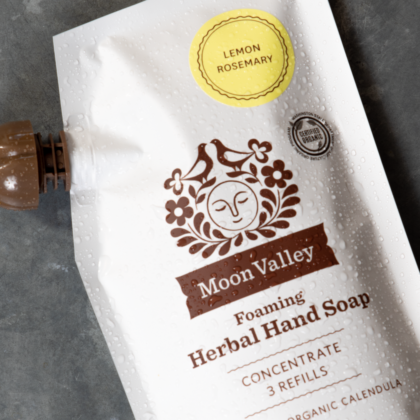 Moon Valley Organics Foaming Herbal Hand Soap Refill Lemon Rosemary Close up