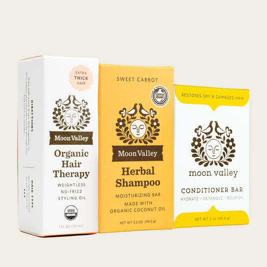 Moon Valley Organics Conditioner Bar Sweet Carrot Hair Care Essentials Set Moisture Rich